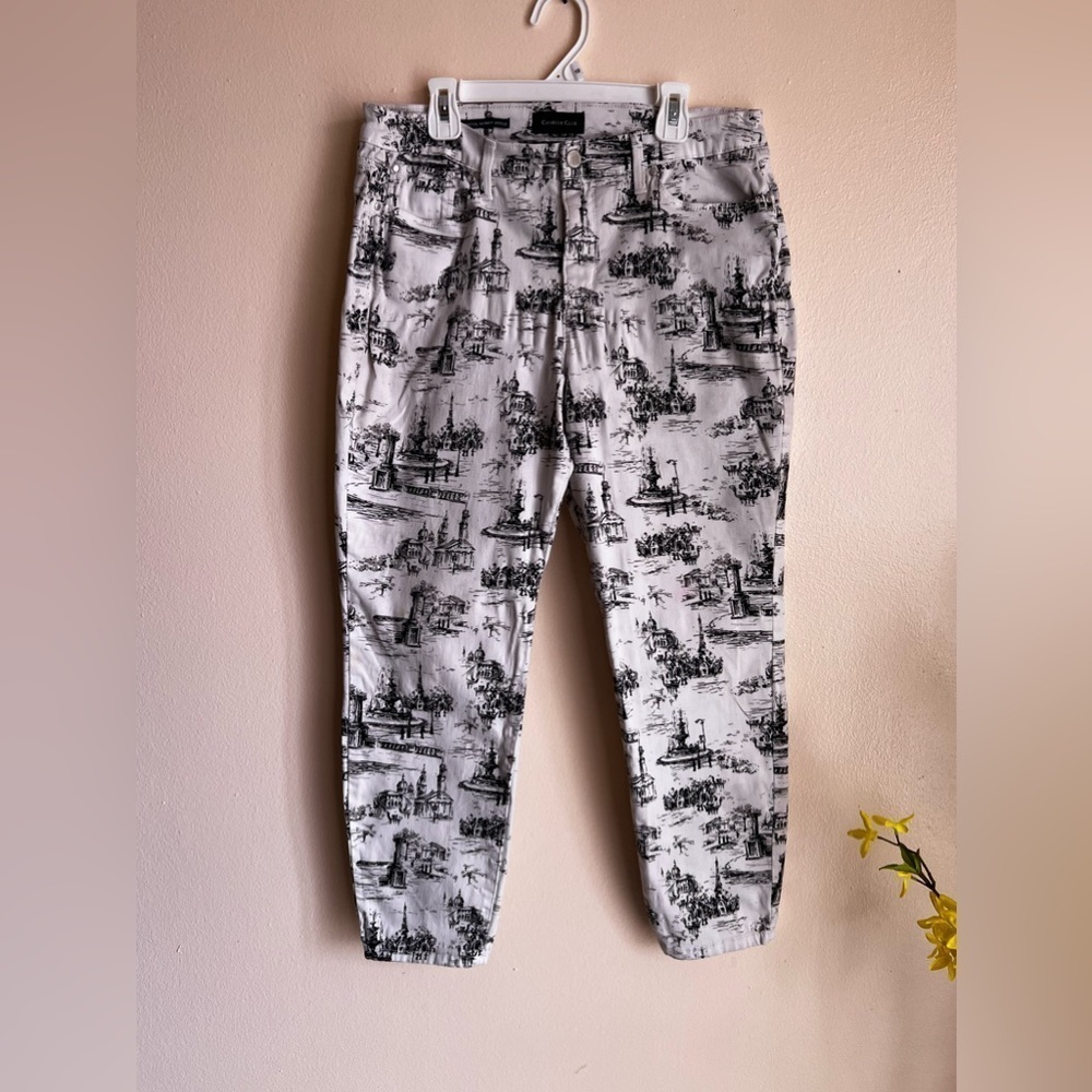 Charter Club Denim Jeans Womenโs Size 10p Bristol Skinny Ankle Black White Print